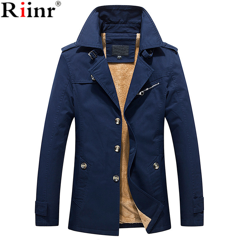 Riinr 2020 Brand New Arrival Jaqueta Masculino High Quality Autumn Winter Warm Fleece Solid Color Turn-down Collar Men's Jacket