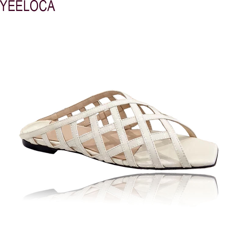 

new womens hollow flats sandals casual summer 2020 female women's mesh slipper sandal shoes high quality!, Black
