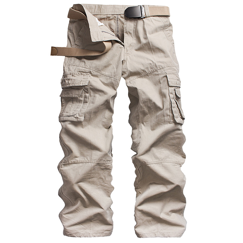 

Cargo Pants Overalls Male Mens Army Clothing Tactical Pants Style Work Wear Pockets Combat Straight Trousers, Beige