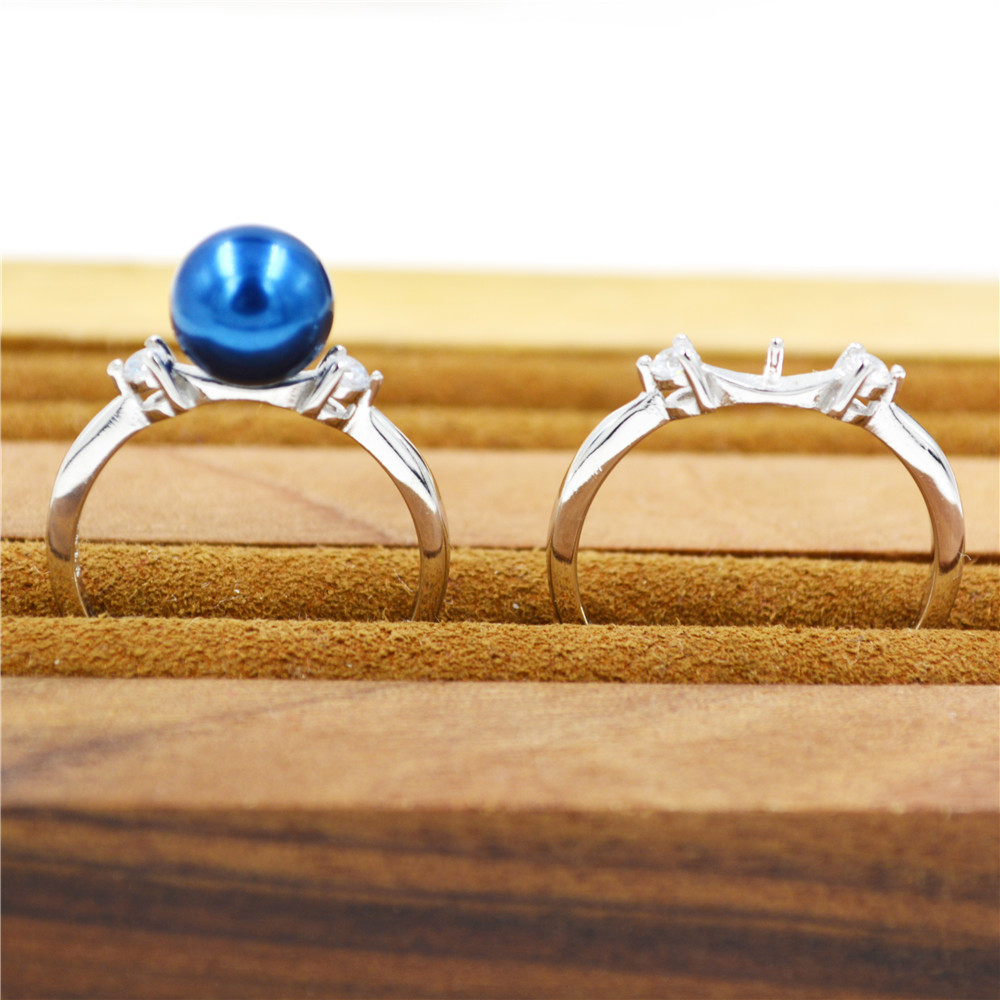 

Simple design sterling silver women's pearl ring S925 fashion DIY jewelry wedding party birthday ring wholesale for women JZT002