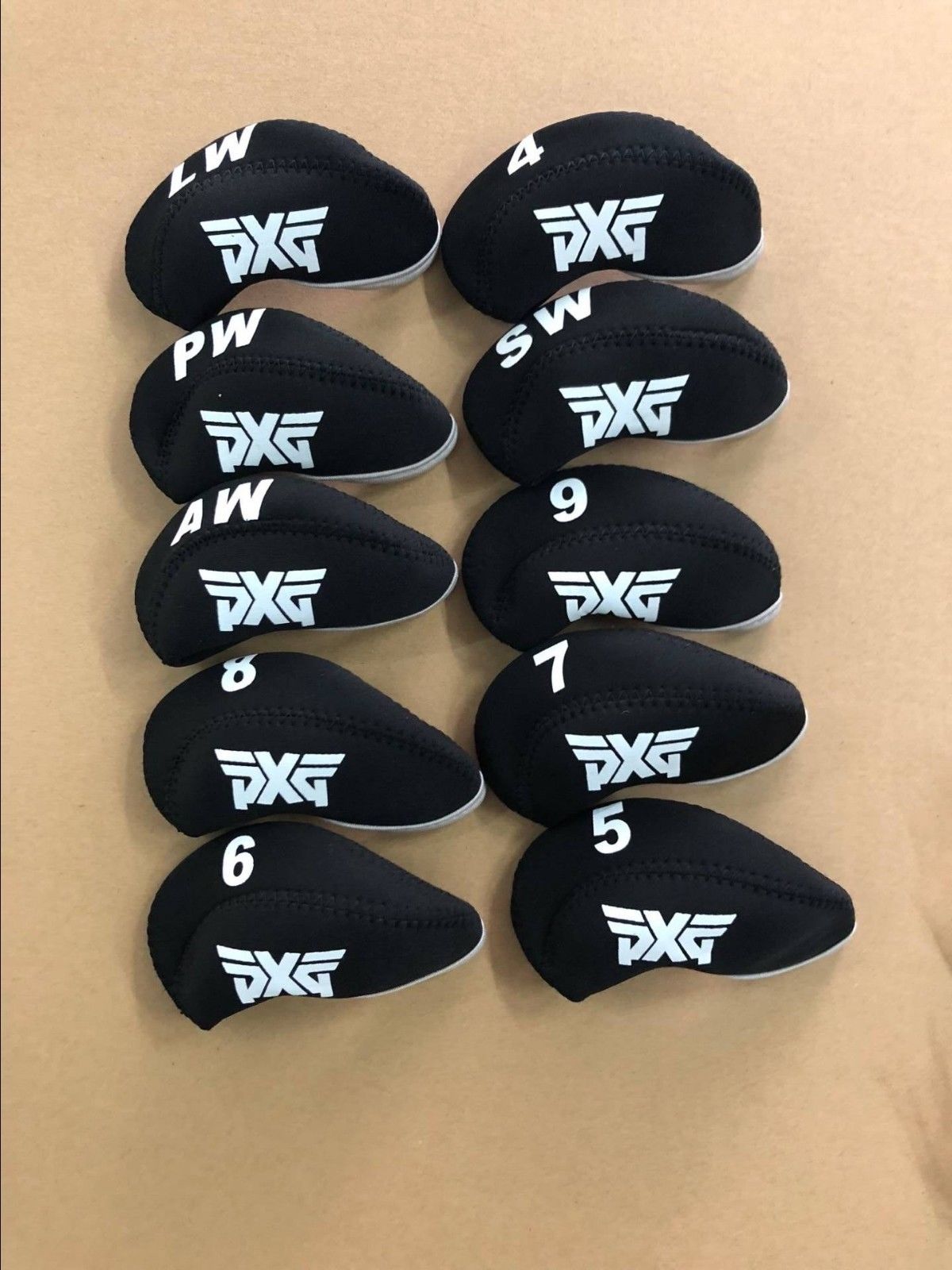 

10PCS Golf Iron Headcovers for PXG Club Head Covers Caps 4-LW Black&Black R/H