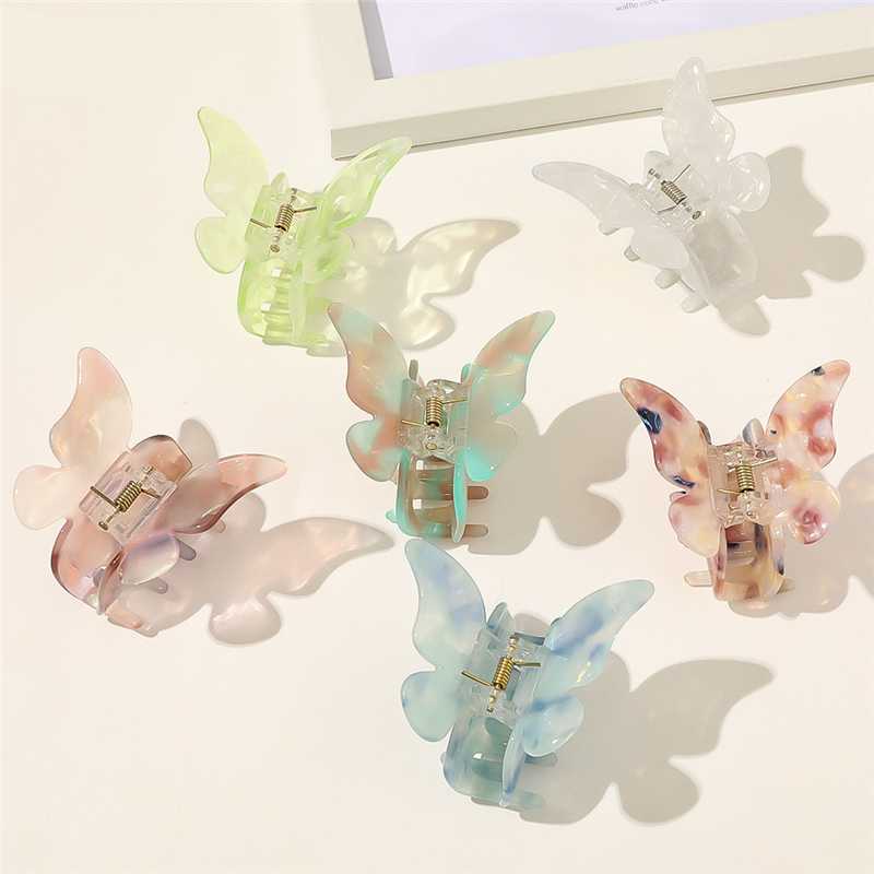 

New Fashion butterfly Shape Resin Hair Crab Claw Clip For Women Hairpins Acetic Acid Shiny Hairgrip Hair Accessories Gift
