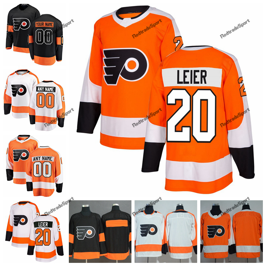 

2019 Philadelphia Flyers Taylor Leier Hockey Jerseys Mens Custom Name Home Orange #20 Taylor Leier Stitched Hockey Shirts S