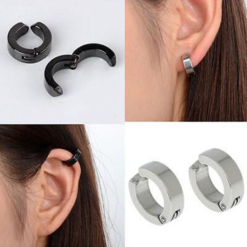 2021 Punk Men Earrings Clip No Ear Hole For Girls Boys Stainless Steel