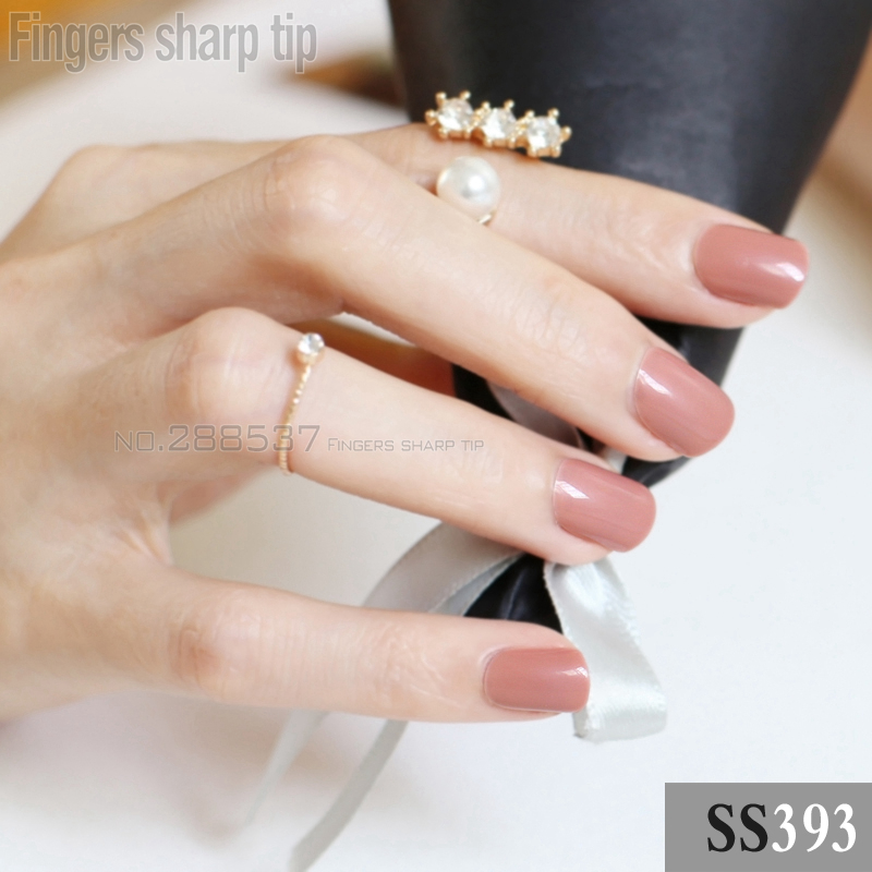 

2017 new 24pcs false nails Light brown candy short paragraph round square head comfortable multicolor all wrapped SS393