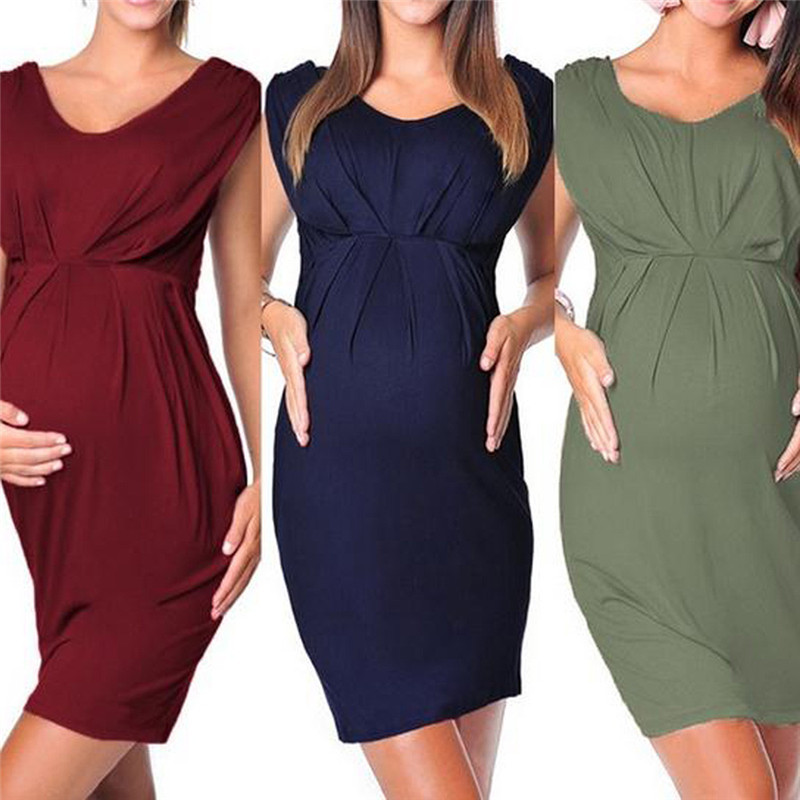 

Maternity Sleeveless Dresses Clothes 2020 Summer Cartoon Casual Pregnant Women O-Neck Dress Vestidos Pregnancy Clothings, Red