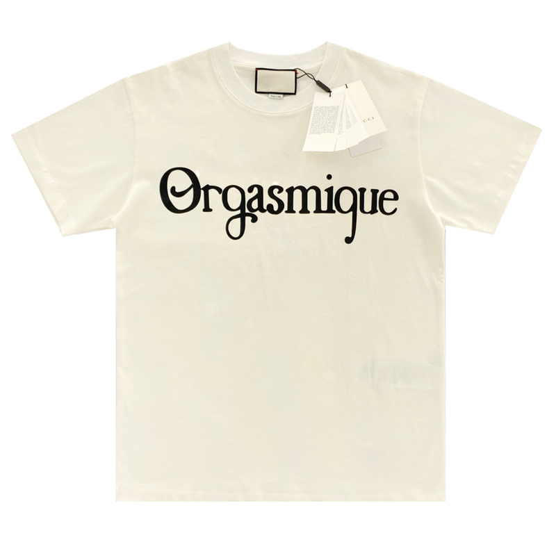 

20SS Made in Italy Embroidery LOGO Beige Tee Street Fashion Short Sleeve Shirt Men Women, White