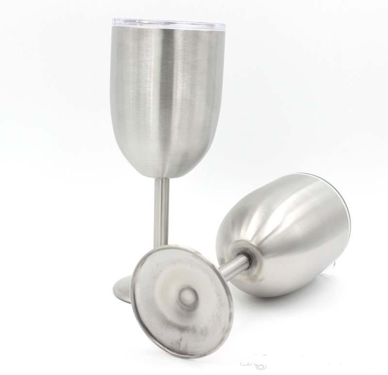 

10OZ Stainless Steel Wine glasses Goblets double layer Wine cup Beer coffee Wine glass silver color Cocktail glass for bar disco