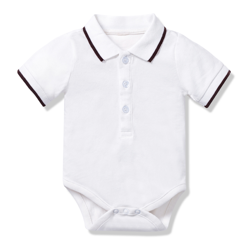 

Newborn Rompers Baby Boys Turn-down One-piece Clothes Casual Cotton Children Jumpsuit Short Sleeve New Boys Outfits 9-36 Months, White