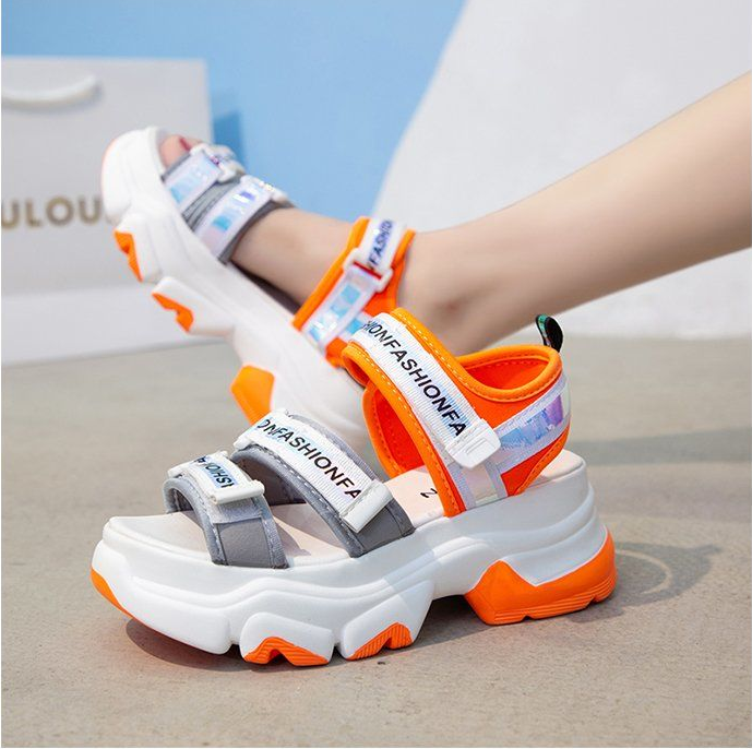 

Platform Sandals Women Fashion 6cm High Heel Wedges Chunky Sandal Beach Sports Casual Shoes Woman 2020 Summer, Green