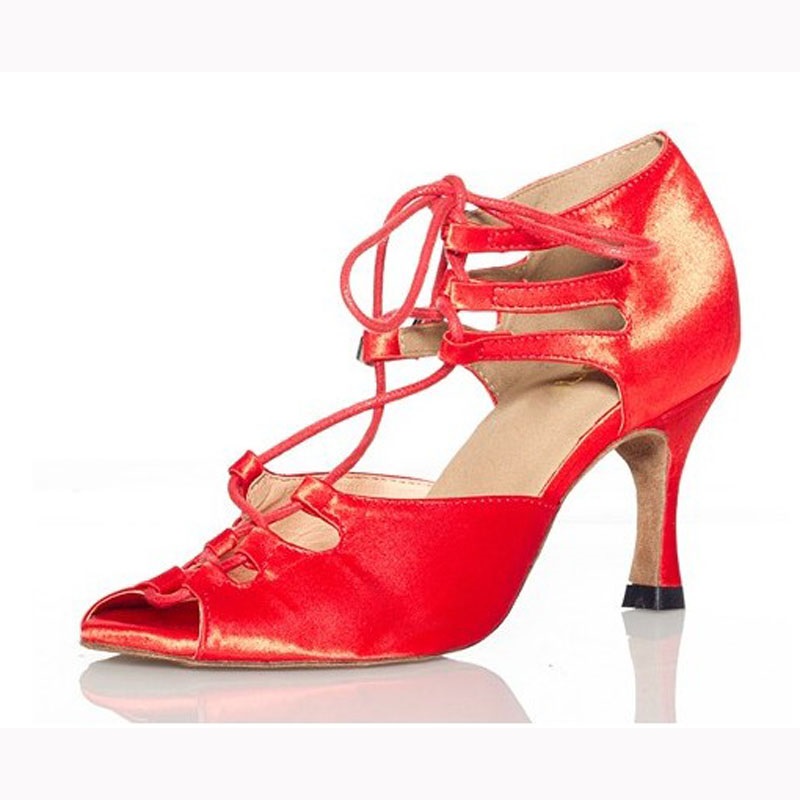 

woman ballroom latin dance shoes black red salsa tango samba kizomba bachata social dance shoes high heel 7.5/8.5/10cm 1810, White;red