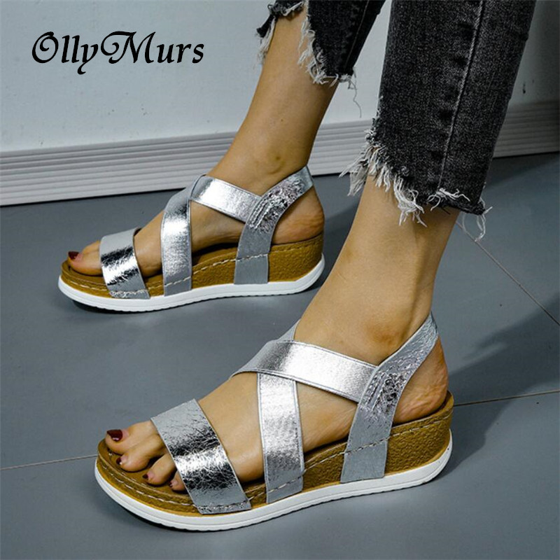 

Wedges Shoes For Women Vintage Women Sandals 2020 Summer Women's Fashion Soft Sole Open Toe Shoes Roman Platform Sandals, Black