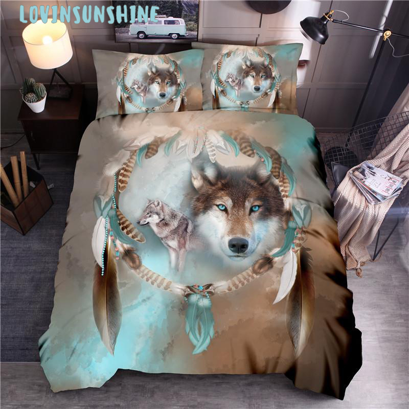 

LOVINSUNSHINE Comforter Set King Size Duver Cover 3d Wolf Bedding Sets Queen AB#159, Couple wolf