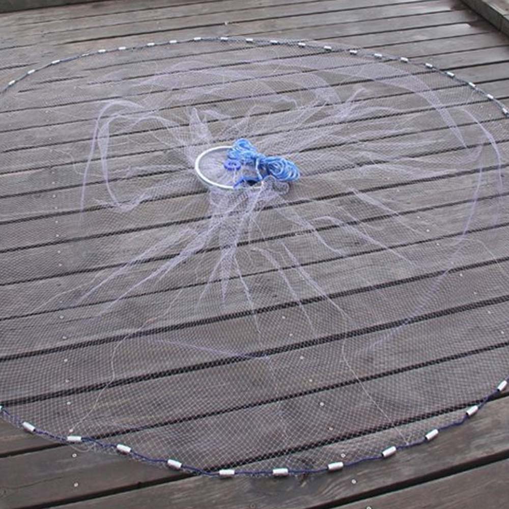

MrY Fishing Net Hand Throw Mesh Hand Sprinkle Spinning Net Aluminum Ring Finefish Network 240/300 Zinc Pendant