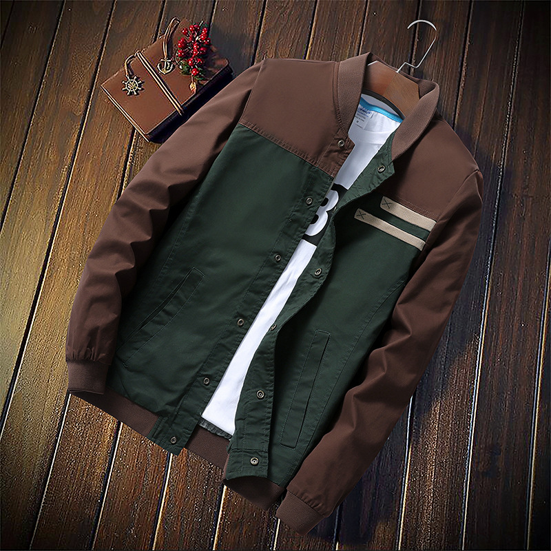 

2019 Autumn Fashion Men's Jacket Korean Fashion Stitching Slim 5XL Jacket Wear Casual Baseball Uniform Men streetwear, Brown
