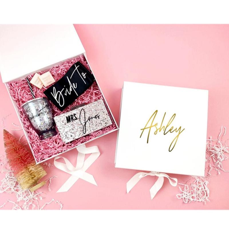 

personalized white Bride Box Engagement gift Box Wedding gift Bachelorette cutom Bride purse clutch sash