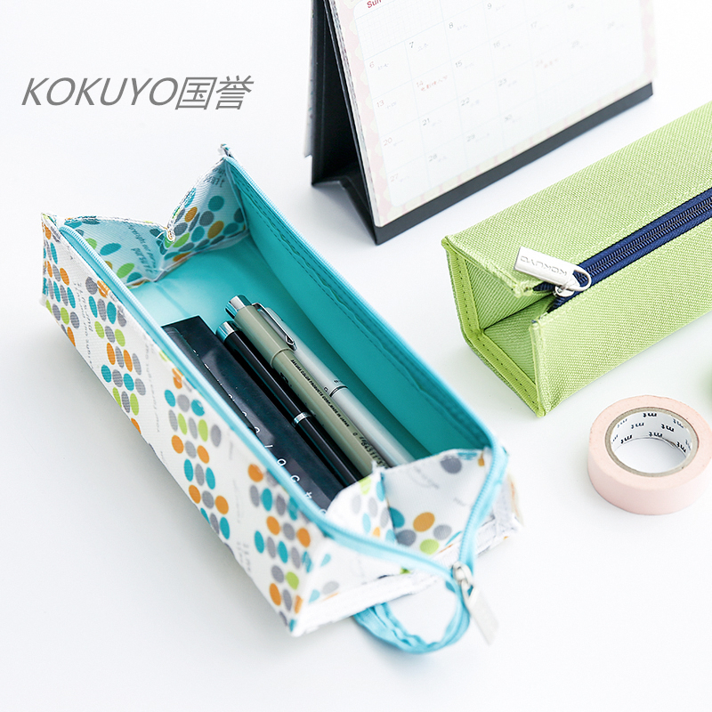 

High Quality Japanese Stationery KOKUYO Square Scalable Capacity Pencil Case Portable Student Pouch Bag Cute Pen Box Gifts