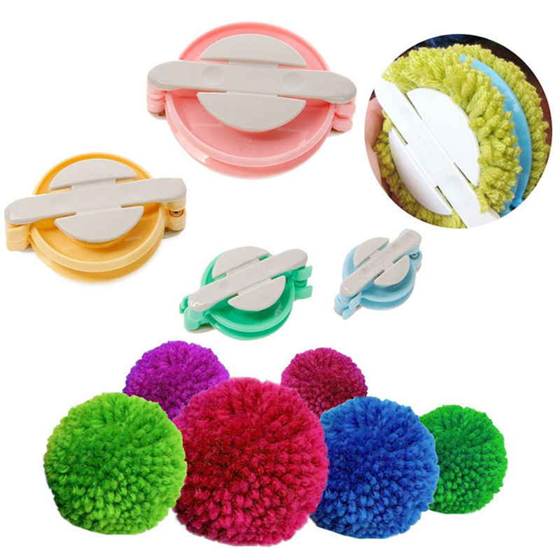 fabricaci/ón de pompones verde, rosa, azul, amarillo herramientas de tejido 4 tama/ños Xinlie fabricante de pompones bola de pelo kit de herramientas de lana de tejer DIY herramienta para tejer