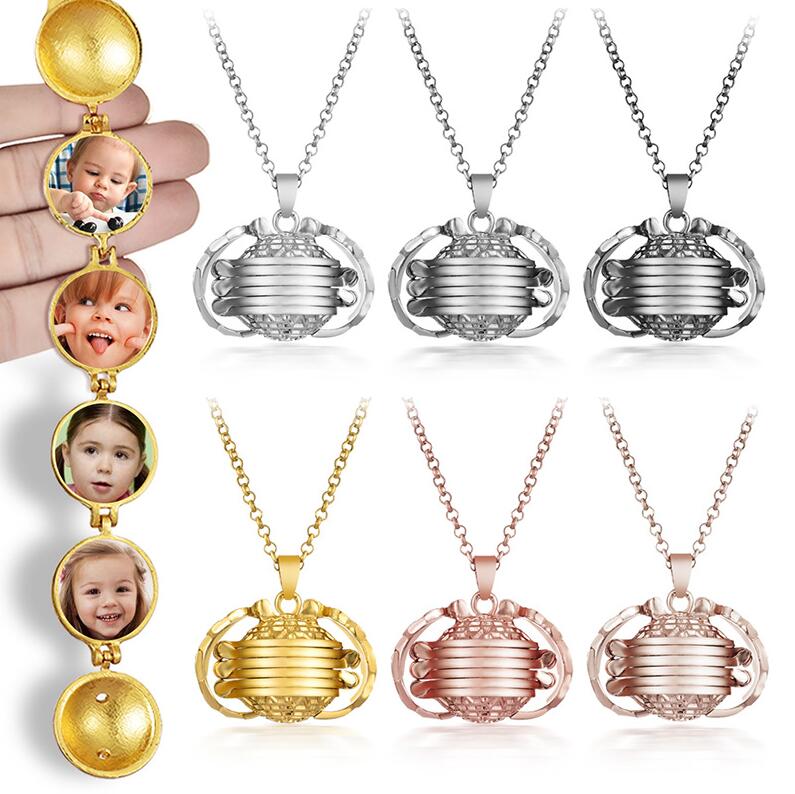 

DIY Fold Photo Locket Necklace Openable Live Memory Photo Locket Pendant Silver Gold Rose gold DIY Necklace Fashion Jewelry