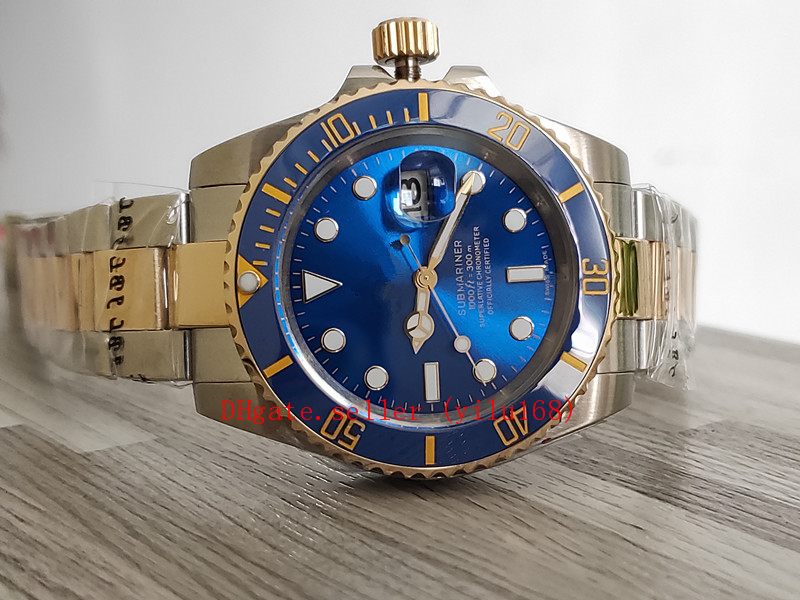

new Top Quality Luxury Wristwatch Sapphire Ceramic 40mm Datum 116613 116613LB Bezel Blue Dial Automatic fold mechanical Sport Mens Watch, Slivery;brown