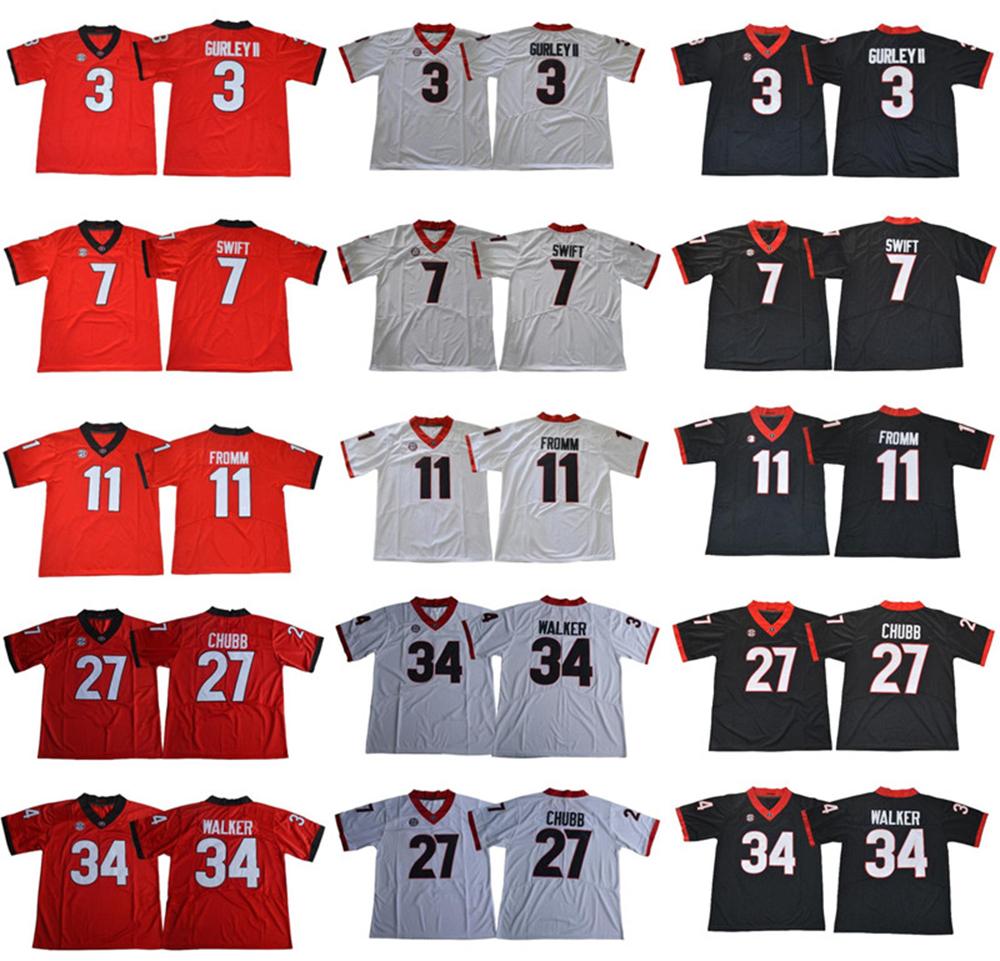 

#3 Zamir White Georgia Bulldogs Jake Fromm Justin Fields jersey Rodrigo Blankenship Sony Michel DAndre Swift College football jerseys, #34 herchel walker
