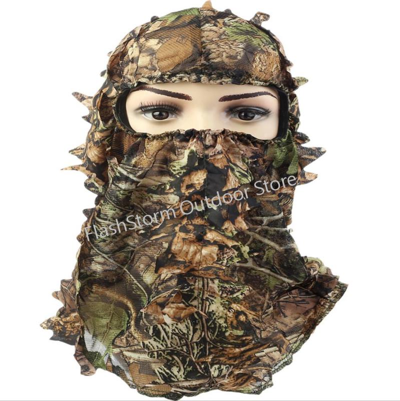 

Tactical Camouflage Leafy Hunting Ghillie Suit Leafy Net Hunting Hood Head, As pic
