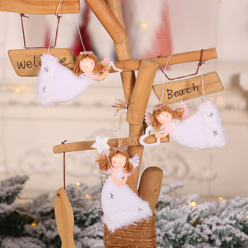 

2019 New Arrivals Best Selling Christmas Cute Love Plush Flying Angel Pendant Christmas Tree Decoration 3PC Articulos De Navidad