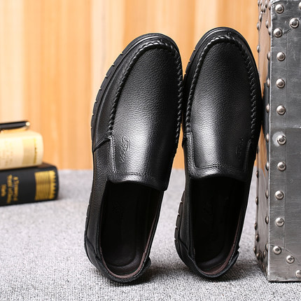 

leather men's first Casual layer of cow leather spring breathable men's shoes father's soft bottom middle-aged dad's shoes, As pic