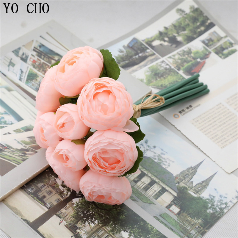 

Dropshipping 10 head Fake Flower Wedding Bouquet Aritificial Peony Flowers Bridesmaid Bridal Bouquet for Wedding Home Party, White