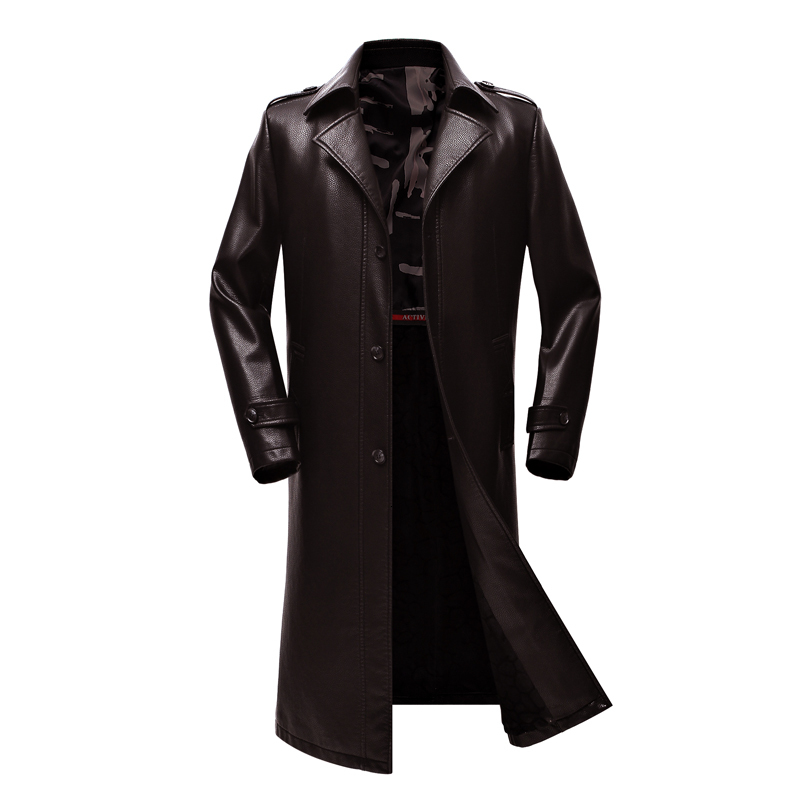 

Men's long leather coat, a PU wallet, a raincoat, an -4XL man's Wallet, Black