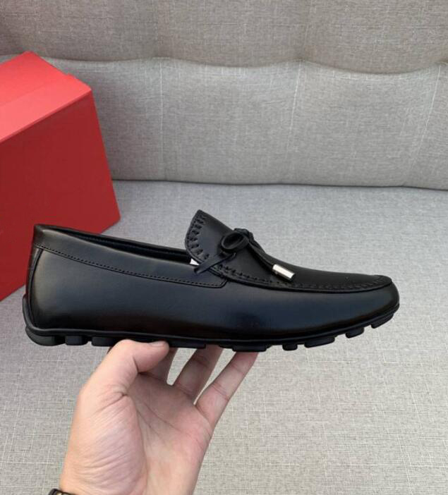

Newest Brand Designer Mens Loafers Black Cowhide Genuine Leather Male Casual Sneakers Fashion Bowknot Luxury Slip on Shoes Eur 38-44
