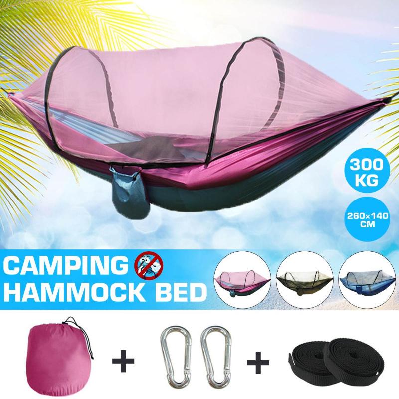 

2 Persons Outdoor Mosquito Net Parachute Hammock Portable Camping Sleeping Bed High Strength Sleeping Swing 260*140cm