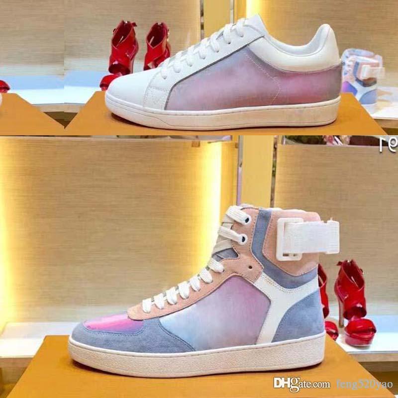 

lady Flat Casual women shoes Travel leather lace-up sneaker Letters woman shoe 100% cowhide fashion platform men gym Running High top boots Large size 35-39-42-45 us4-us11, Extra shoebox