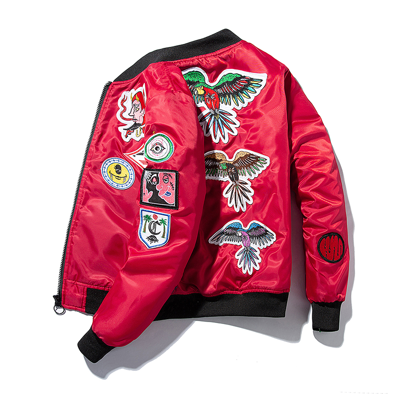 Winter Bomber Jacket Embroidery Men Women Badge Cartoon Anime Baseball Jacket Youth Hip Hop Windbreaker Male Coat 2018