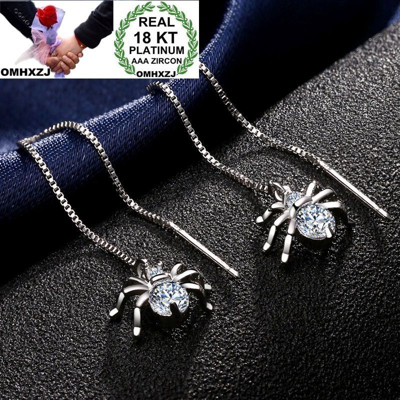 

OMHXZJ Wholesale Personality Fashion Woman Girl White Rose Gold Spider Zircon 18K White Gold Rose GoldEarrings Ear Line YE267