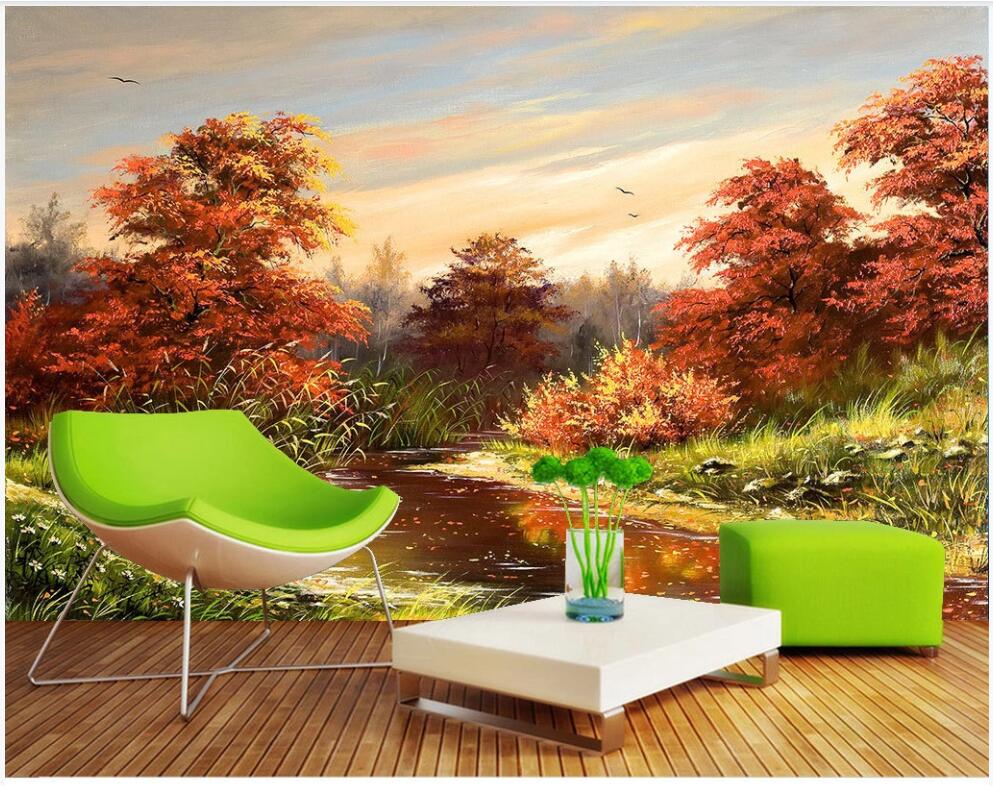 

WDBH 3d wallpaer custom photo mural HD oil painting maple natural landscape tv background decor living room wallpaper for walls 3 d, Non-woven