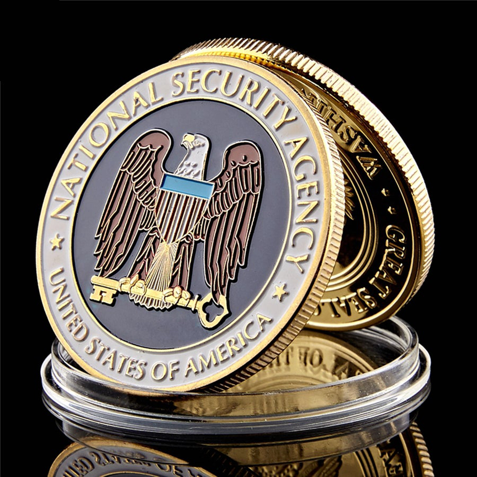 US Army Gold Eagle Coin Craft National Security Agency Washington.D.C Free Eagle 1oz Plated Challenge Badge-image-522395175