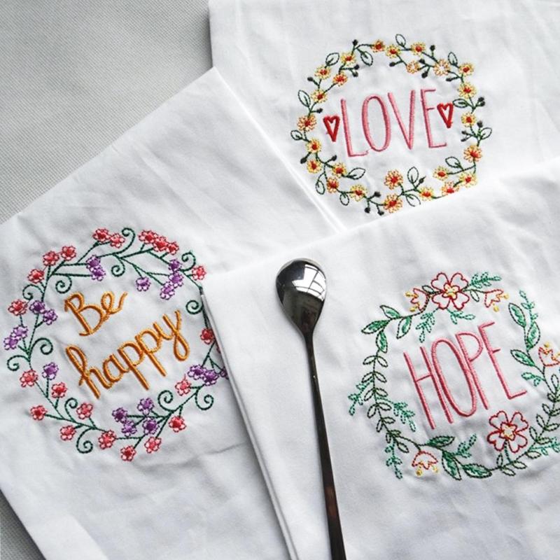

Hot Embroidered Letter Home Kitchen Dish Bowl Wine Cup Towel Table Napkin Decor