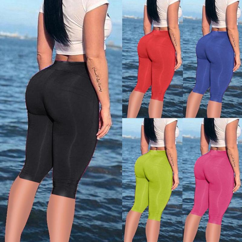 

High Waist Cropped trousers Leggins Sport Women Fitness Running Pants Gym Cropped trousers, Black