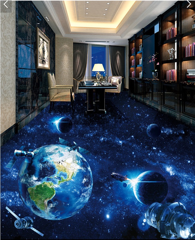 

3d pvc flooring custom photo self-adhesive wallpaper Sticker Cosmic Galaxy Earth home decor living room wallpaper for walls 3 d, Customize