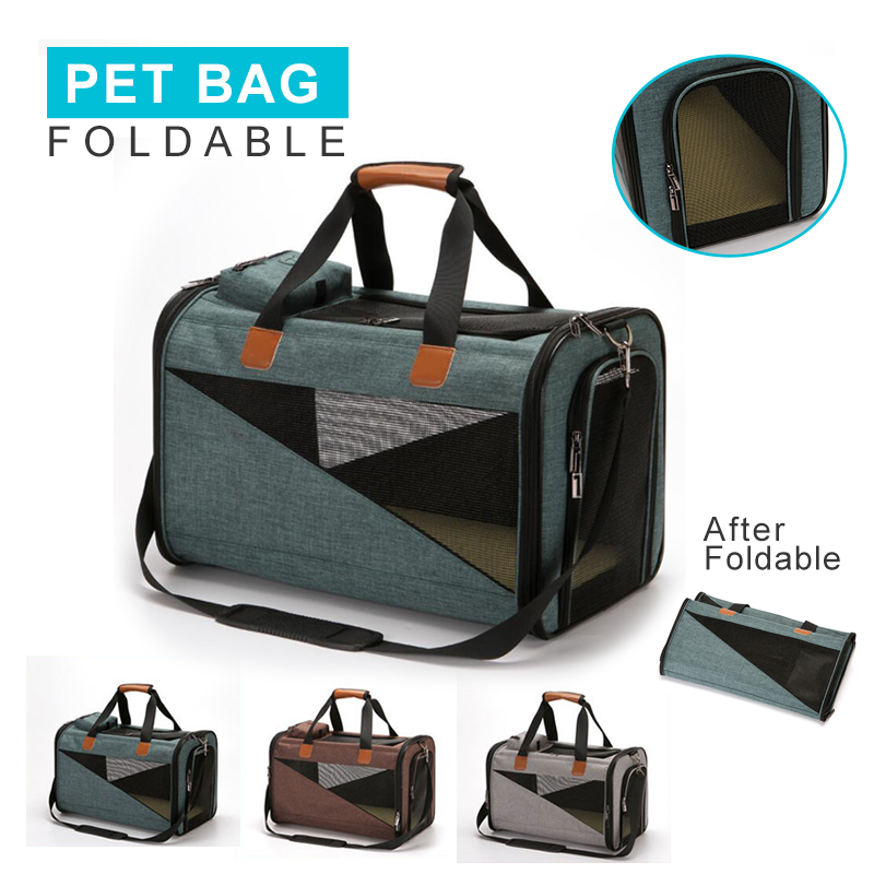 

High Grade Dog Backpack Foldable Linen Fabric Portable Single Shoulder Cat Carrier Bags Four Sides Breathable Travel Pet Supplie