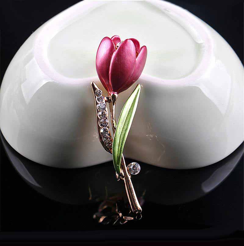 

diamond Flower Tulip Brooch Pins Enamel Flower Brooch Corsage Lapel Pins designer brooches Wedding Brooch Fashion Jewelry for Women