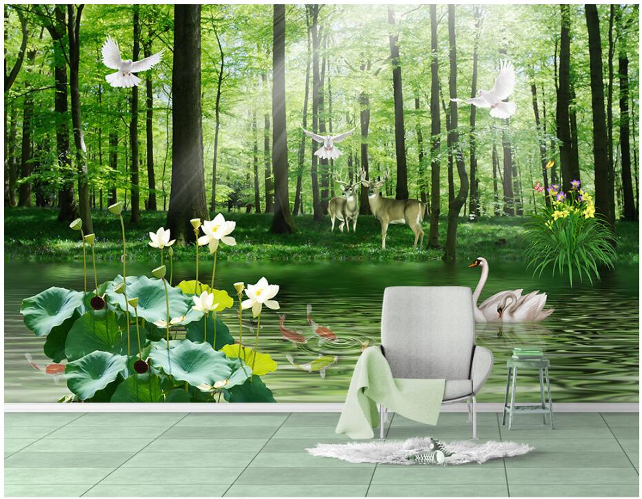 

WDBH 3d photo wallpaper custom mural Beautiful green forest scenery living room home decor 3d wall murals wallpaper for walls 3 d, Non-woven