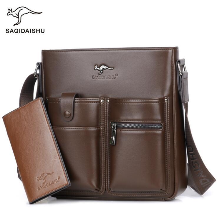 

Factory wholesale men bag leathers business mens shoulder bags outdoor leisure leather Messenger handbag multifunctional pocket decoration fashion handbags, Black1 litchi noodles
