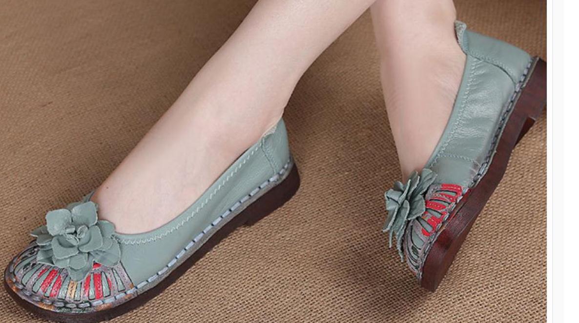 

2019 Women's shoes in Spring and Autumn with New style flat bottom round head Comfortable soft bottom Flower mother shoes@ASD708, Black