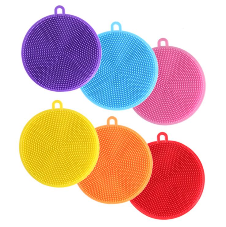 

Silicone Dishwashing Brush Round Brush Scrubber Dish Washing Multi-function Fruit Vegetable Scouring Pads Kitchen Cleaning Brush LSK130