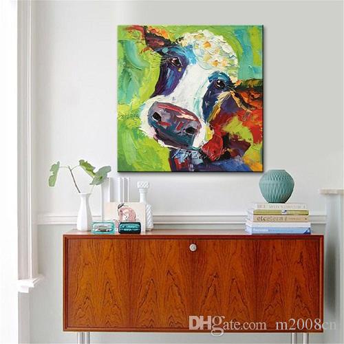 

8x8-HD Abstract Animal Cow Art,Handpainted /Print Modern Home Decor Wall Art Oil Painting On Canvas Multi Sizes /Frame Options 147