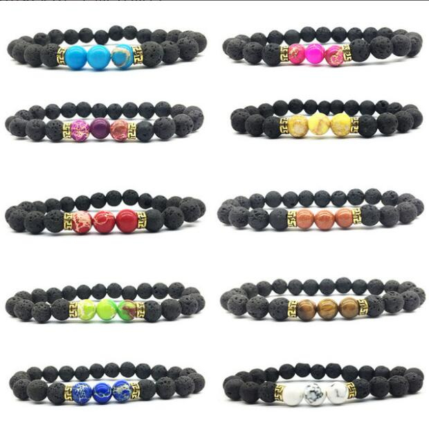 

Lava Rock Stone Beads Bracelet Charm Rock Natural Stone Turquoise Tiger Eye Beads Bracelet Fashion Jewelry Crafts Men Chakra Bracelet GB1676