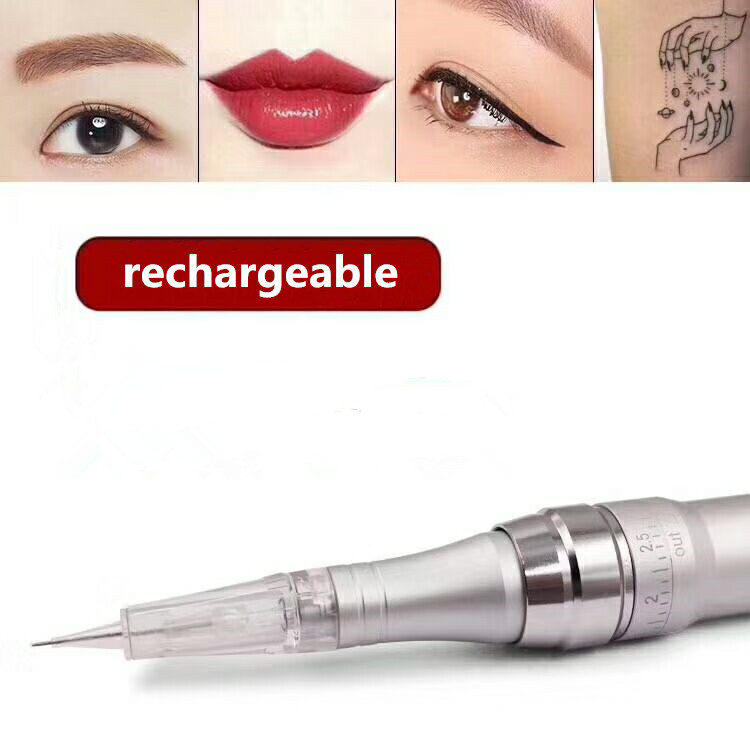 

1Set Silver Professional Cartridges Needles Makeup pen Rechargeable battery permanent makeup machine tattoo machines For Eyebrow