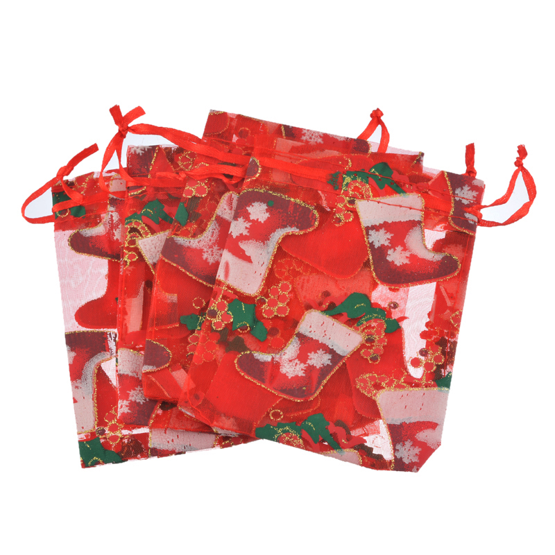 

Hoomall 10/20/25PCs Drawable Socking Gift Bag Holder Organza Large Red Christmas New Year Dinner Party Xmas Gift Supplies